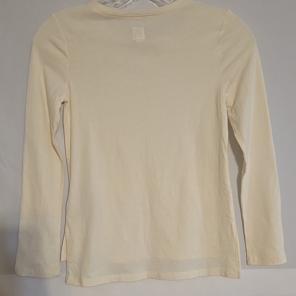 GAP Kids Beige Long Sleeve Shirt with Sequin Smiley Face - Picture 3 of 8